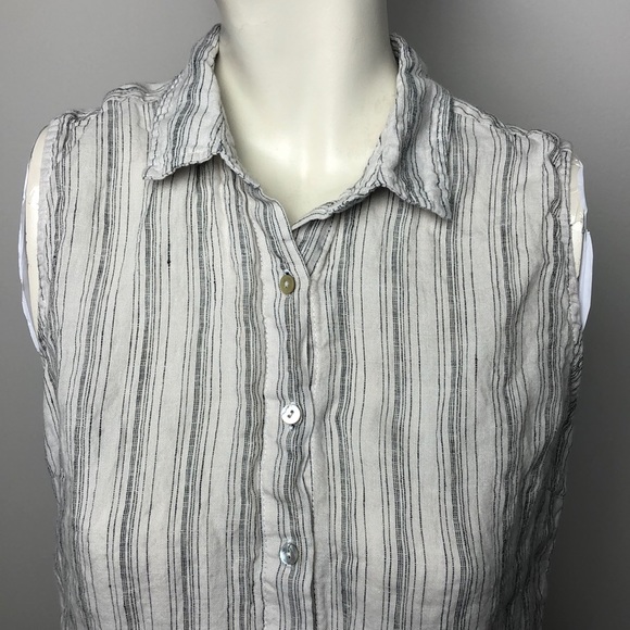 Tahari Striped Linen Peplum Sleeveless Top Size M - Picture 3 of 9